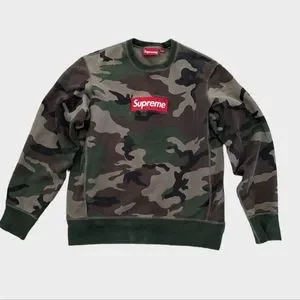 Camo box cheap logo crewneck